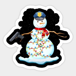 Police Snowman Christmas Lights Shirt Boy Kid Men Gift Sticker